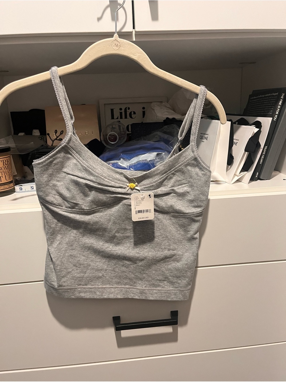 Free People Gray Cropped Camisole Tank Top